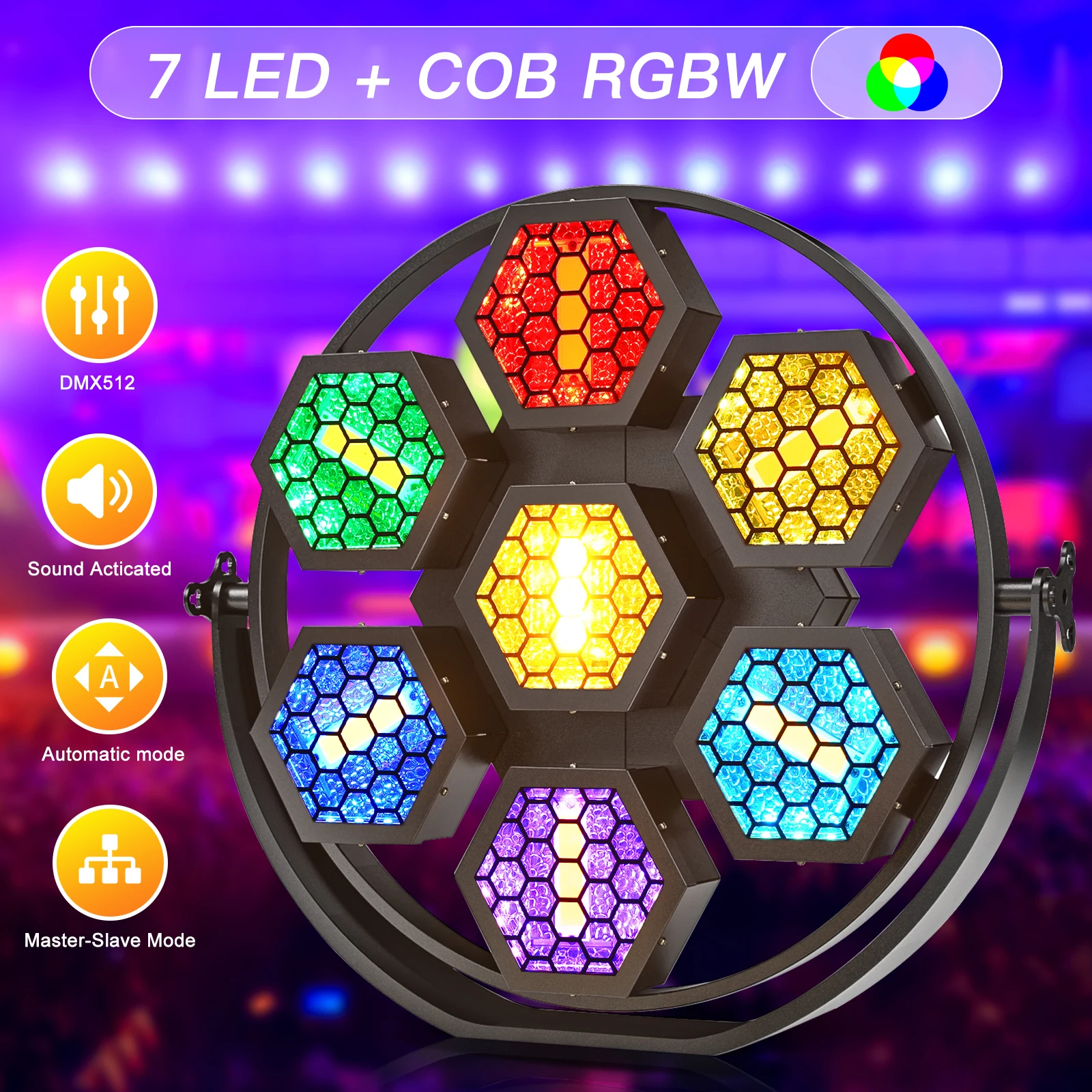 Yiflamefly 7x50W światło retro RGBW COB diody LED oświetlenie wysoka jasność Uplight DMX512 aktywowany dźwiękiem na koncert kościelny ślub