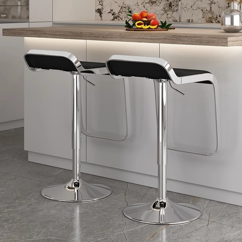 Adjustable Height Bar Stool with Backrest Swivel Pub Chair for Bar Counter Stylist Stool Strengthen Base Ergonomic Cashier Seat