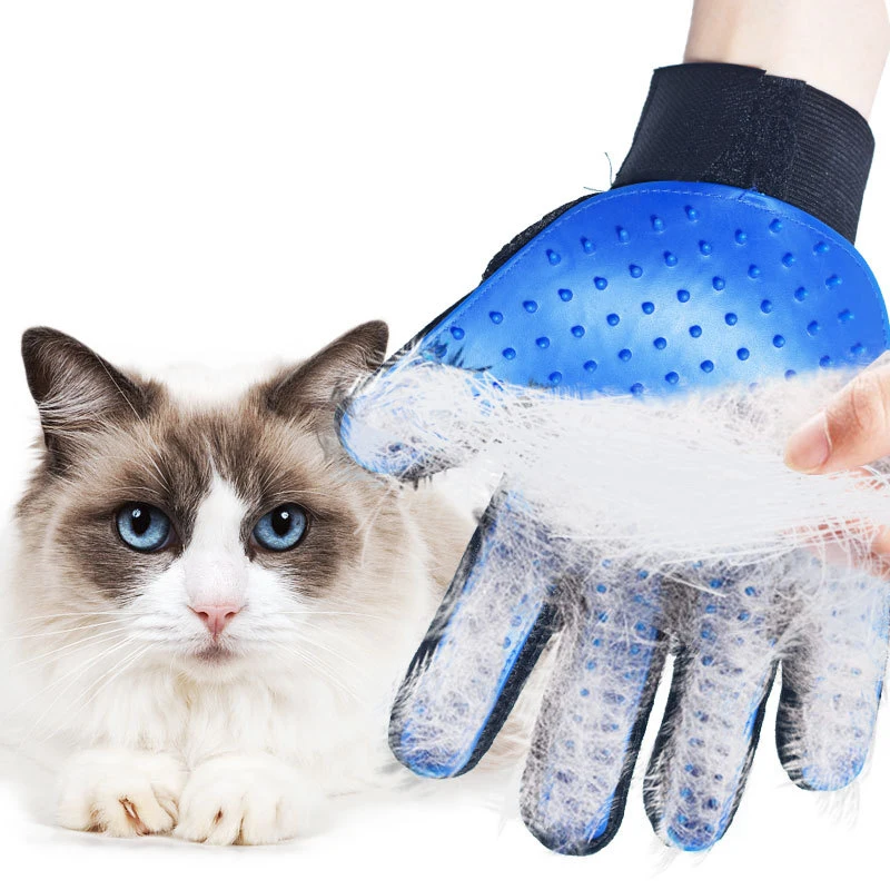 Katzenhaar-Handschuhe entfernen, Gummi, Haustier-Schönheit, Reinigung, Pflege, effektive Massage, Hundekämme, schwimmende Bürste, 6 Farben