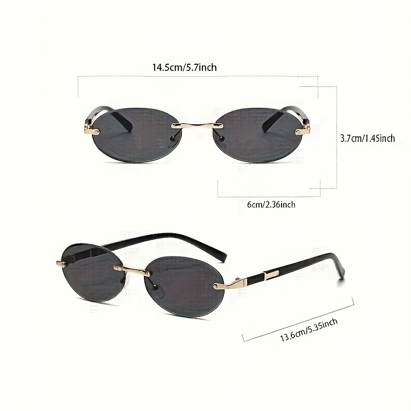 Oval Frameless Women'S Fashion Glasses Metal Frame Hip-Hop Trendy Style for Decorative Eyewear