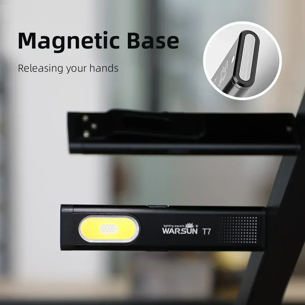 2025 New Warsun LED Keychain Flashlight USB-C Rechargeable Portable Mini Torch Light Pocket Lantern Flood Work Light With Magnet