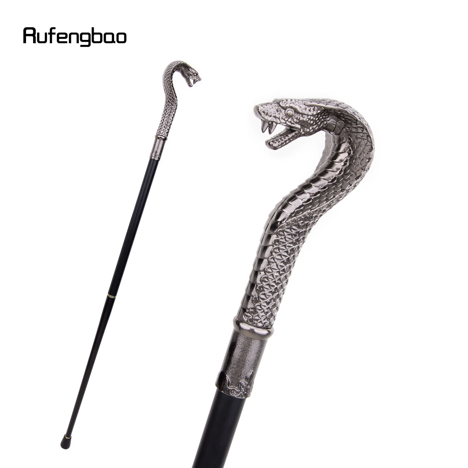 Bastón plateado de lujo con mango de serpiente, bastón decorativo para fiesta, perilla Crosier elegante, 93cm