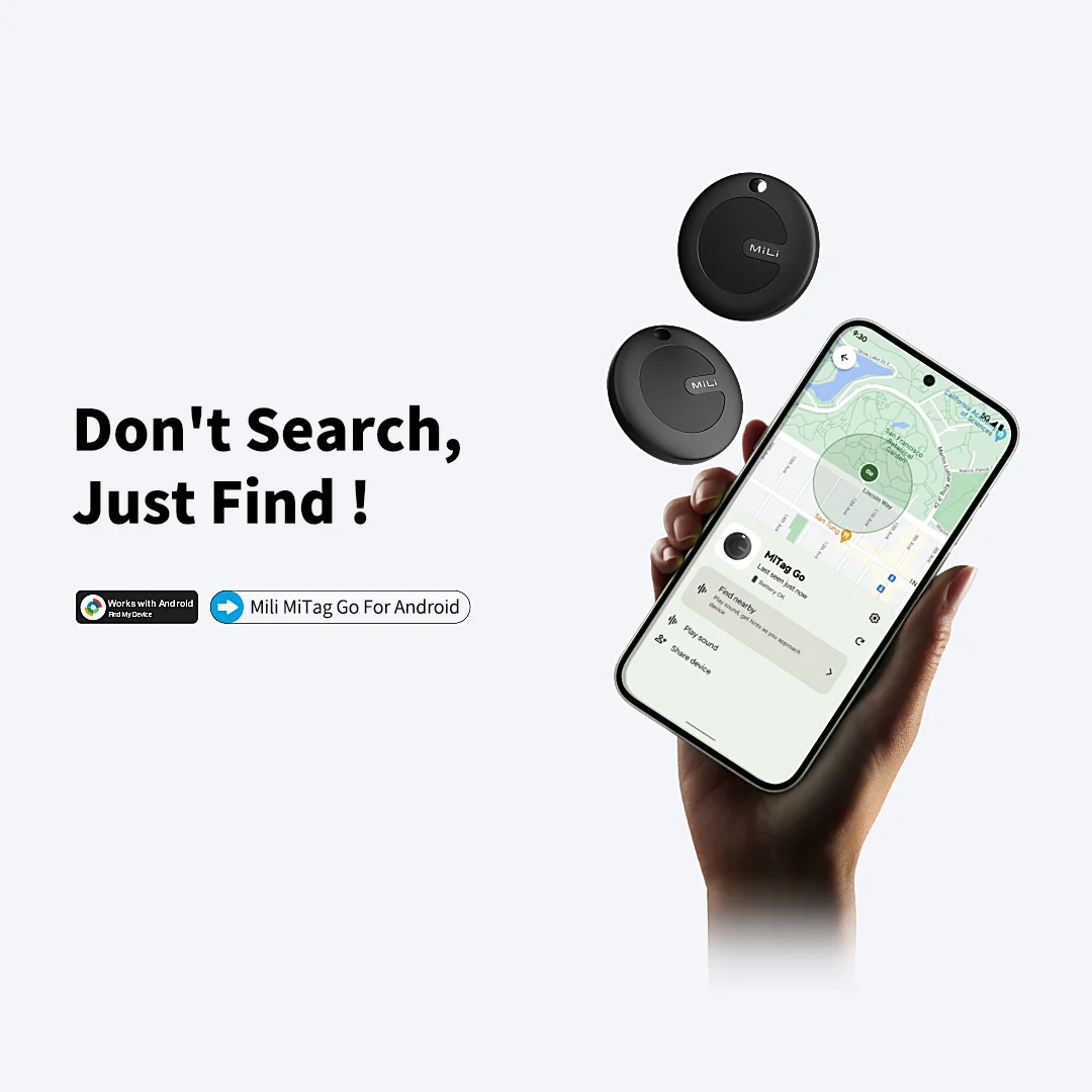 Para Android MiLi MiTag Go Rastreador de compatibilidad Bluetooth Buscador de artículos Funciona con Google Find My Device
