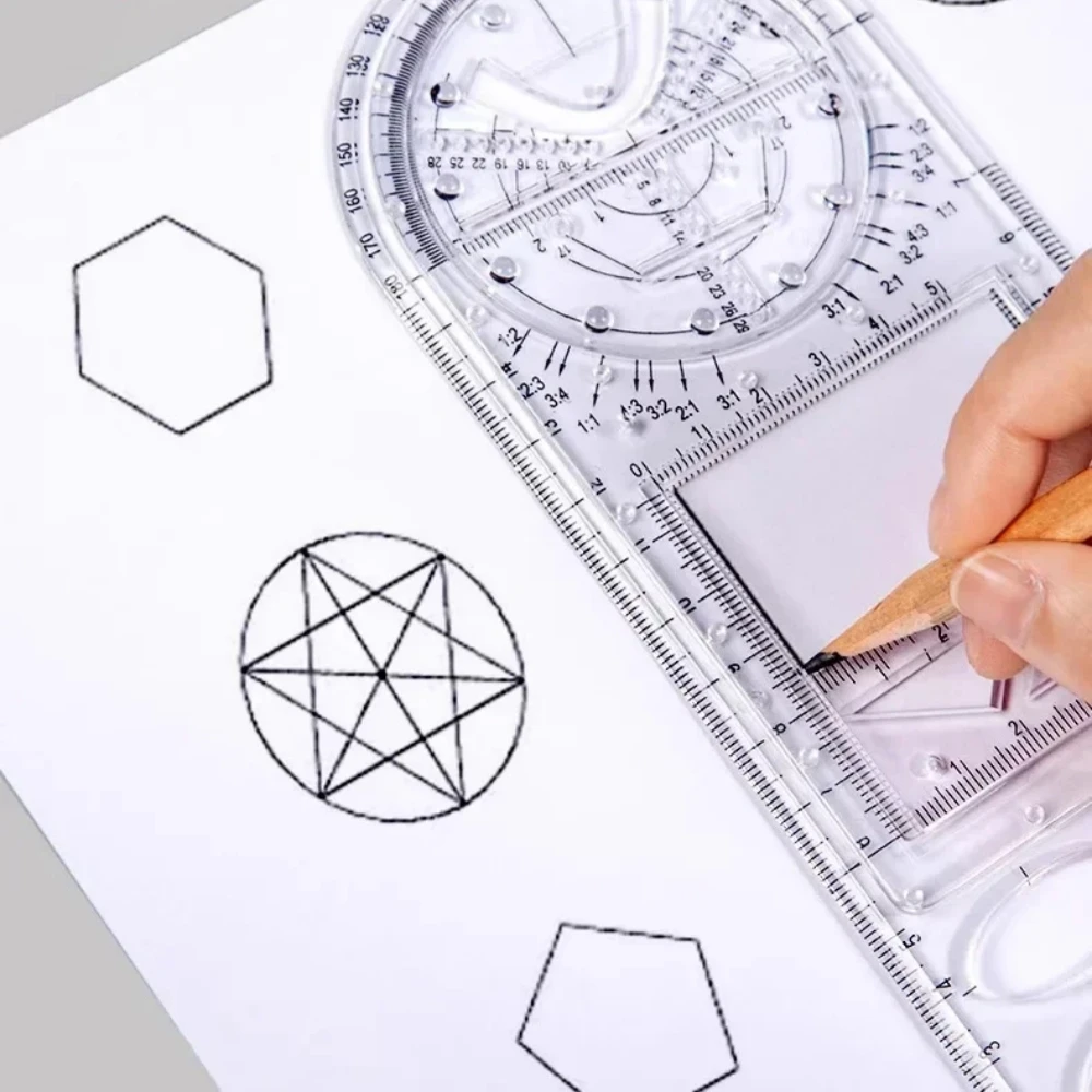Rotatable Fast Drawing Template Ruler Professional Geometry Protractor Mathematics Drafting Tools Student Stationery Supplies