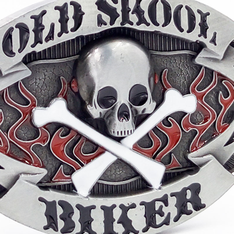 Cheapify ドロップシッピングオーバルクールウエスタンカウボーイパンクウィングバイカーロデオクロススカルファイアベルトバックル男性用