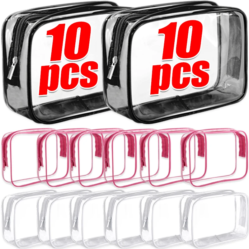 1/20 piezas organizador de viaje de almacenamiento de PVC transparente bolsa de maquillaje transparente bolsa de cosméticos de esteticista estuche de belleza bolsa de aseo bolsas de lavado