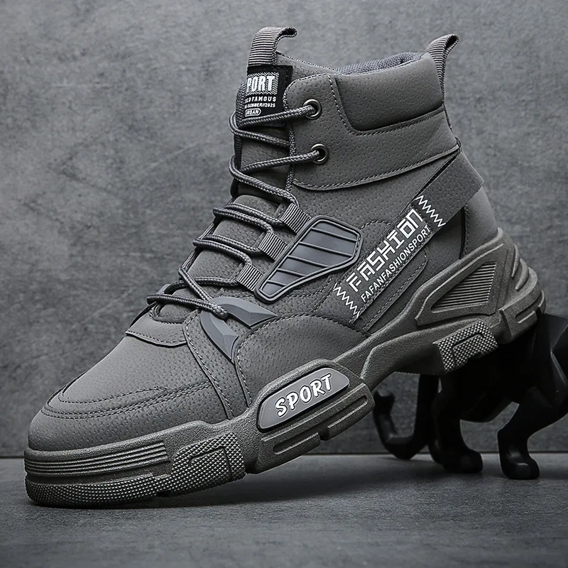 Herren-Turnschuhe, 2024, Herbst, wasserdichte Stiefel, Arbeitskleidung, Schuhe mit dicken Sohlen, Plüsch, kältebeständig, Schnürung, rutschfeste Baumwollschuhe