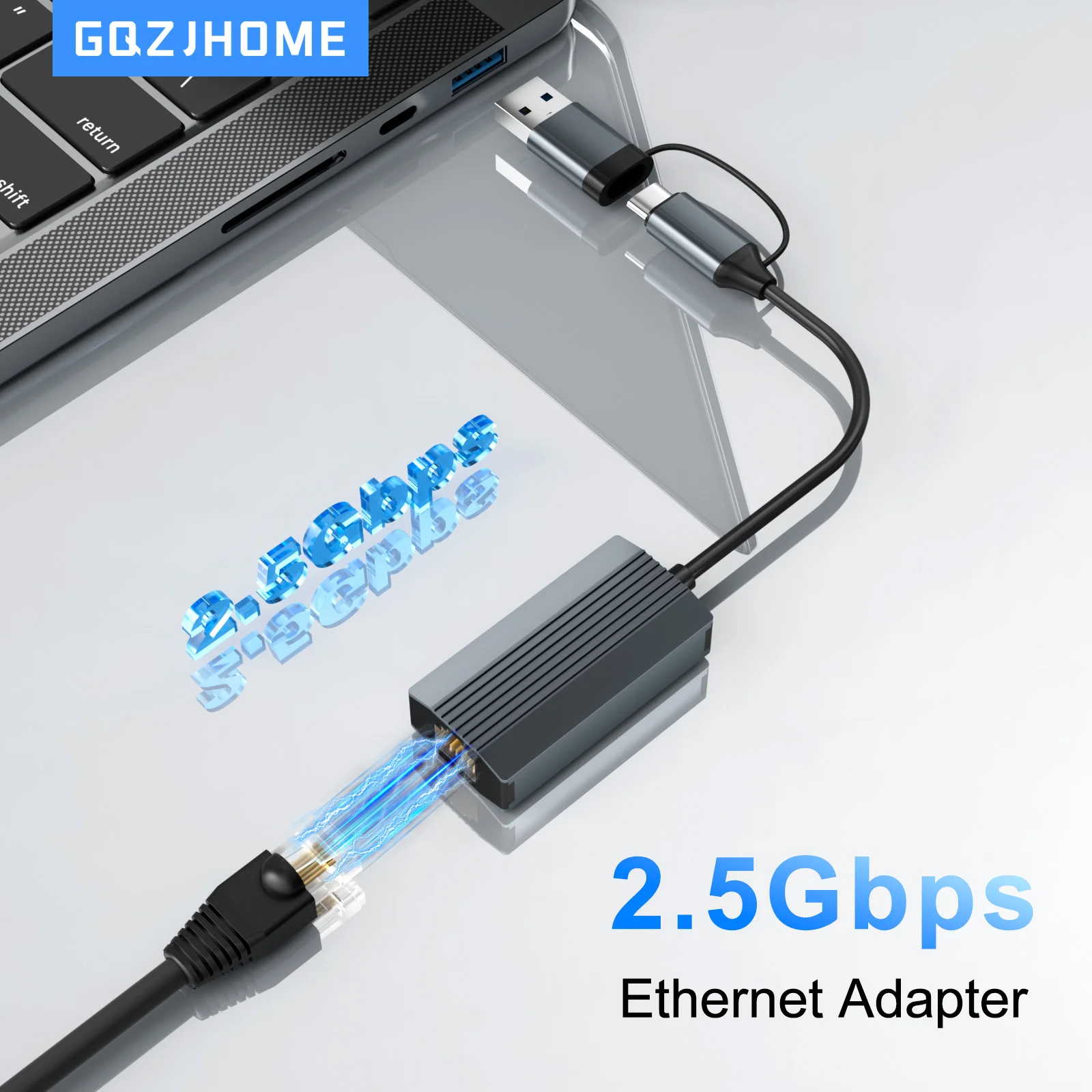 Ethernet-адаптер 2,5G, 2500 Мбит/с, USB 3.0 и сетевая карта типа C к Rj45 для портативных ПК, NAS-сервера, Windows Mac OS, Интернет