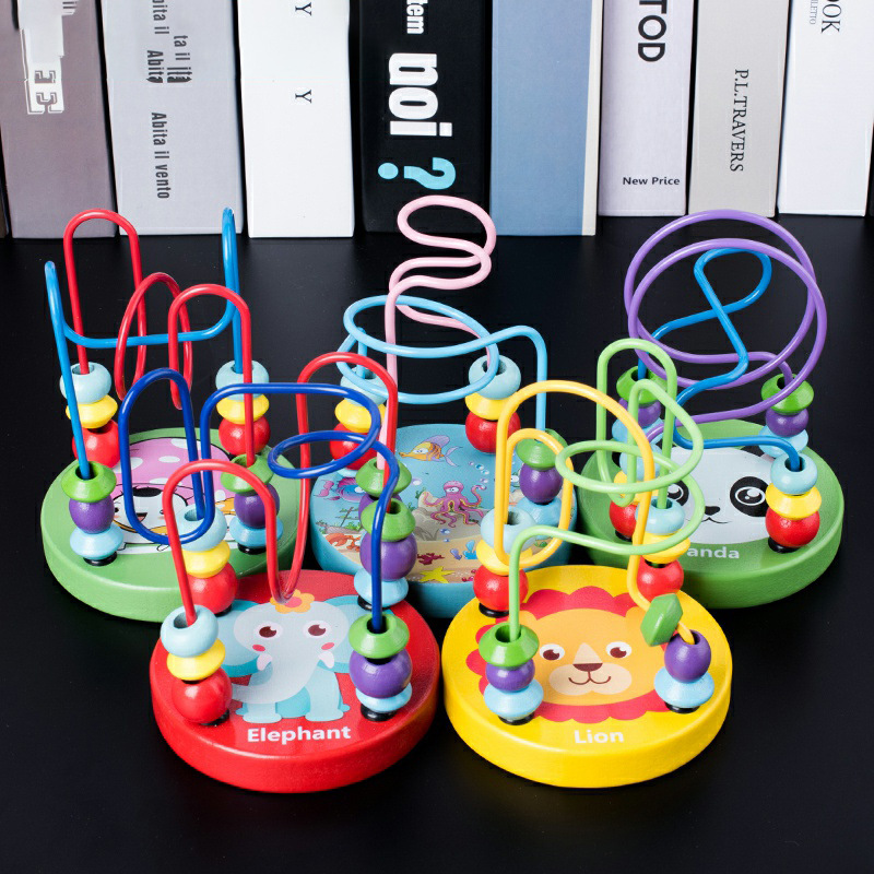 Bebê montessori brinquedo de matemática educacional crianças círculos grânulo fio labirinto montanha russa para crianças montessori brinquedos de madeira quebra-cabeças