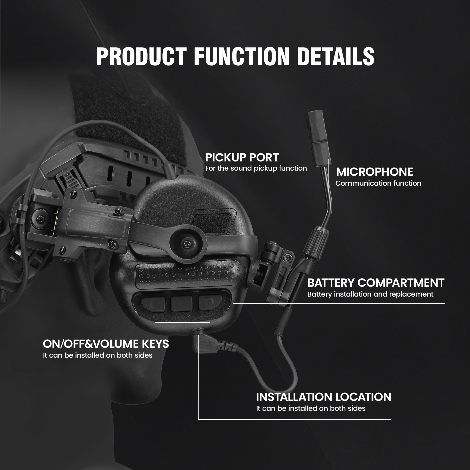 Army Shooting Earmuffs Tactical Hunting Headset Electronic Hearing Protector Active Noise Reduction Sound Pickup Headphone