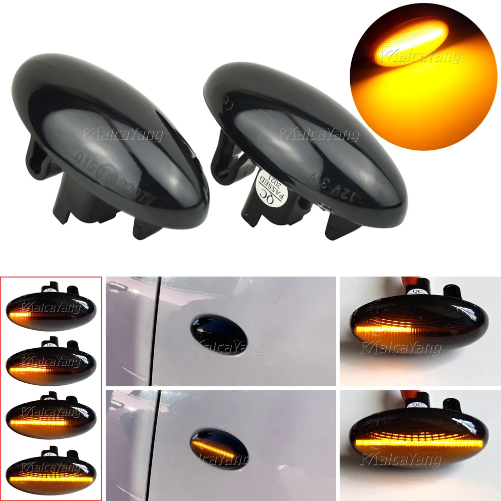 Para peugeot 307 206 407 107 para citroen c1 c2 c3 jumpy dinâmico led marcador lateral fluindo luz de sinal volta pisca sequencial