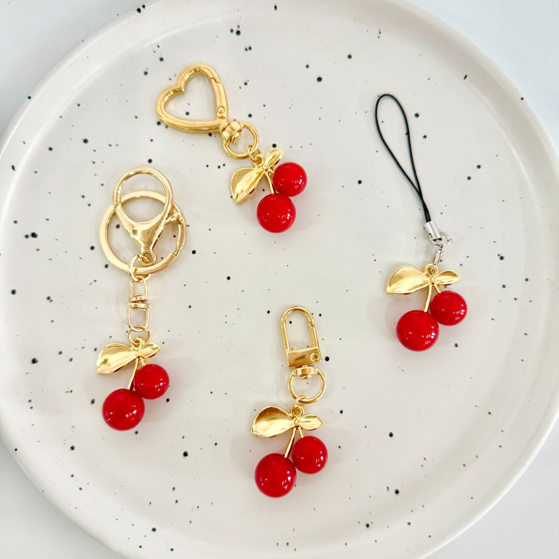 Cherry Blossom Heart-Shaped Bag Charm Durable Lobster Clasp DIY Bag Accessory Perfect Gift for Women Romantic Token of Love