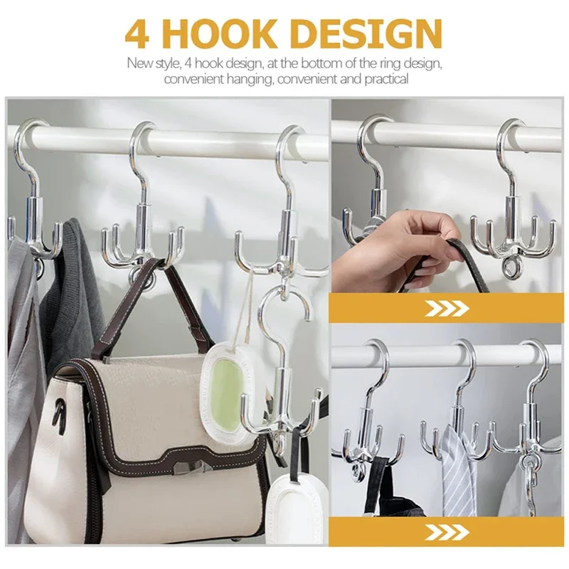1/2 stücke Multifunktionale Rotierenden Kleidung Haken Schlag Kostenloser 4 Krallen Rotation Kleiderbügel Gürtel Organizer Schal Lagerung Rack Kleiderschrank