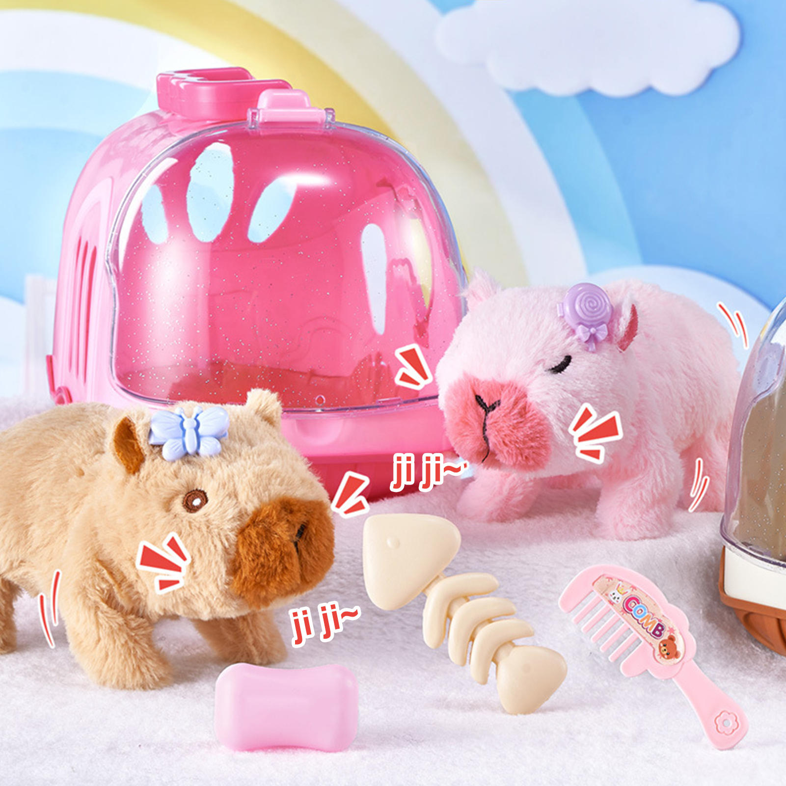 Muñeco eléctrico capibara para caminar, juguete con sonido, muñecos de peluche eléctricos para niños, conjunto de figuras de peluche de capibara de animales, Color aleatorio