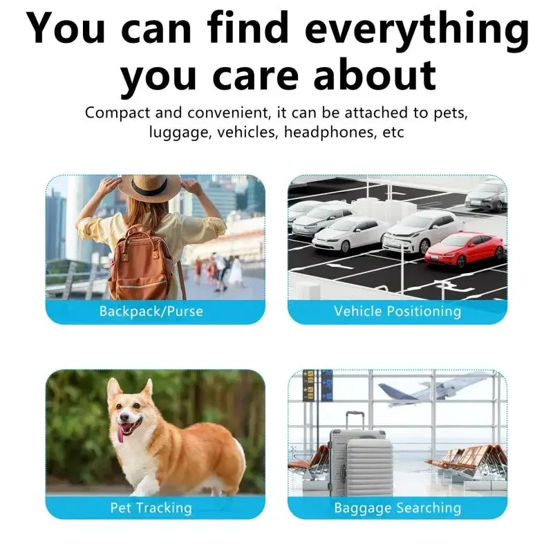 Global GPS Mini Smart Cat Tracker Anti-lost Key Finder Locator Wallet Alarm Find My (iOS Only) Air-Tag Pets Dog Kids Luggage