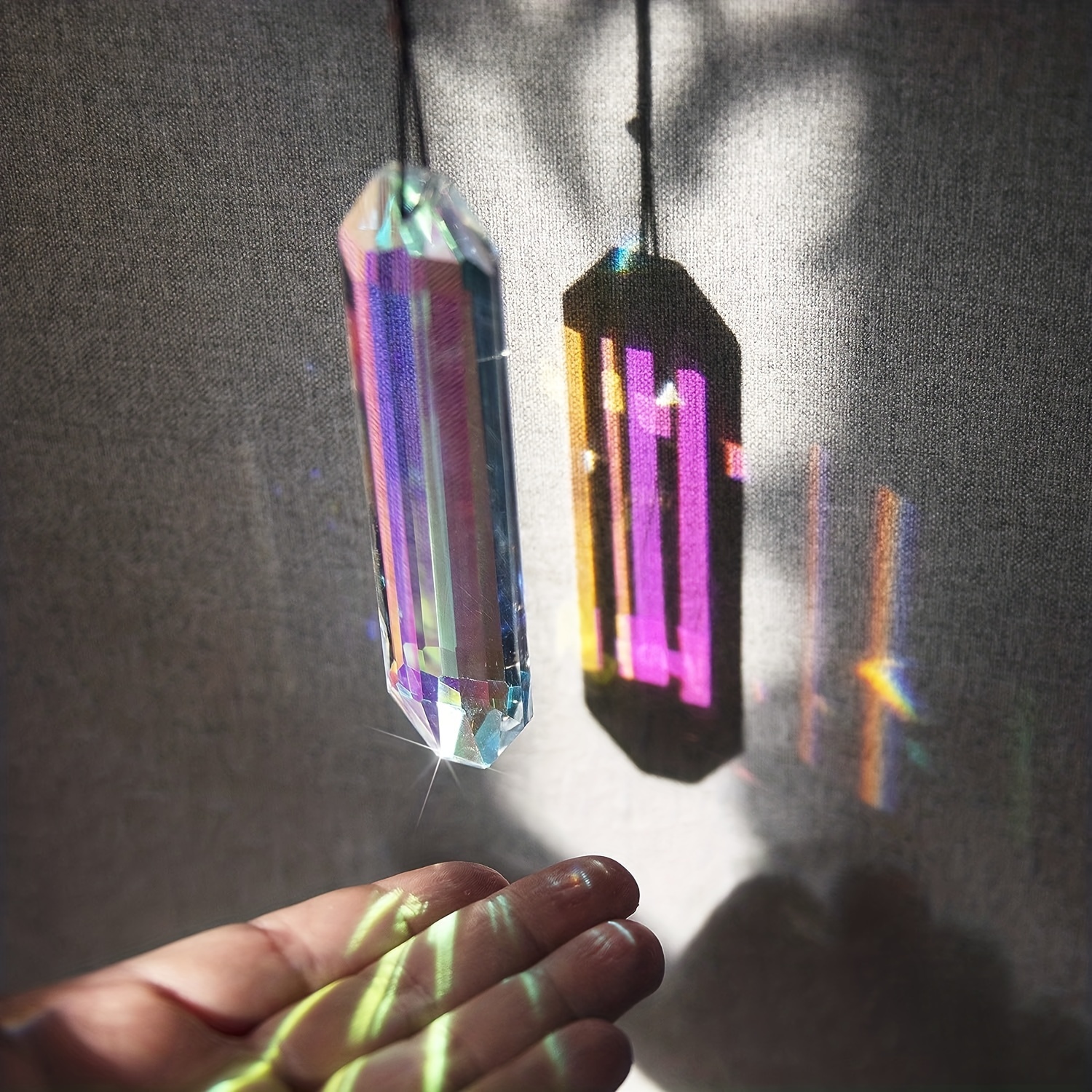 2 ชิ้น 12 มิลลิเมตร Suncatcher ปริซึมจี้สําหรับ Window, ABColor คริสตัล Stick Rainbow Maker สวนแขวน Sun Catcher เครื่องประดับ