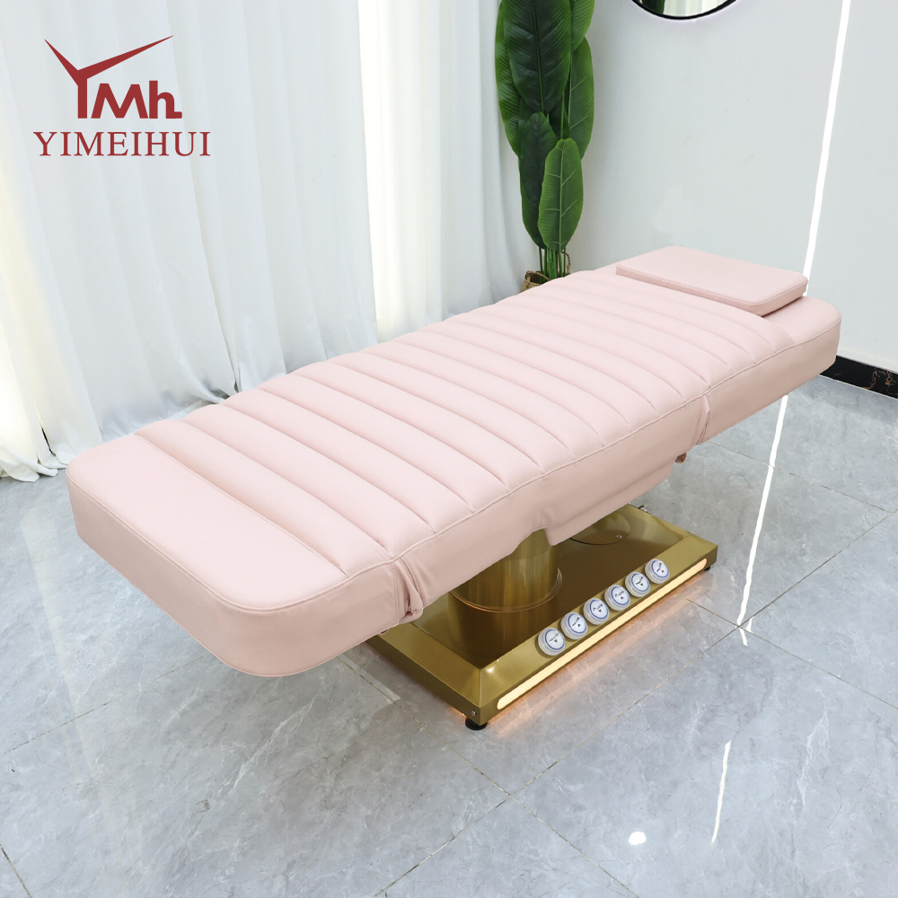 Roze esthetische stoel Cosmetisch spa-bed Elektrische gezichtsstoel Synthetisch leer Schoonheidssalon Lash Massage Bed
