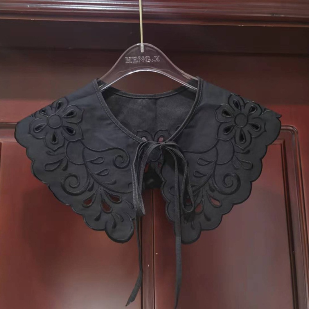 Cuello de Insignia de encaje para mujer, bordado de Organza, chal con cordones, camisa desmontable, capa, collares falsos, nuevo