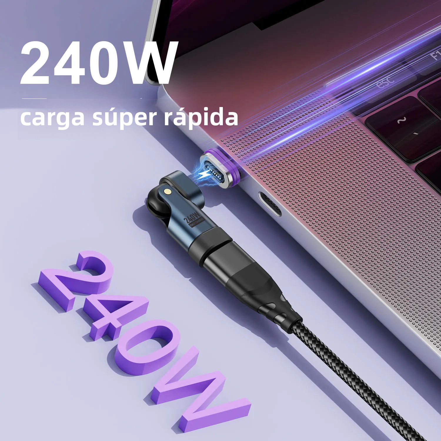 USLION 240W tipo C adaptador USB-C a tipo C Cable de carga rápida convertidor magnético USB C hembra para Macbook iPhone 16 15 Xiaomi
