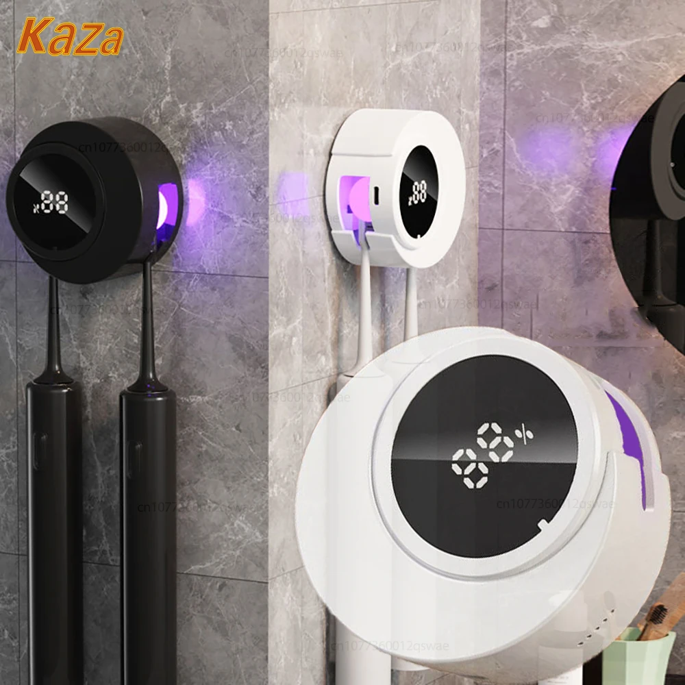 Toothbrush Holder UV Light Rechargeable Toothbrush Sterilizer With LED Display Bathroom Wall Mounted Electric Toothbrush Holder