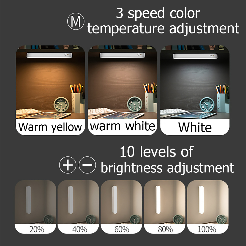 LED Night Light Desk Lamp USB Recarregável Magnetic Dimming Table Lamp Computer Study Office Reading Stand Light para o quarto