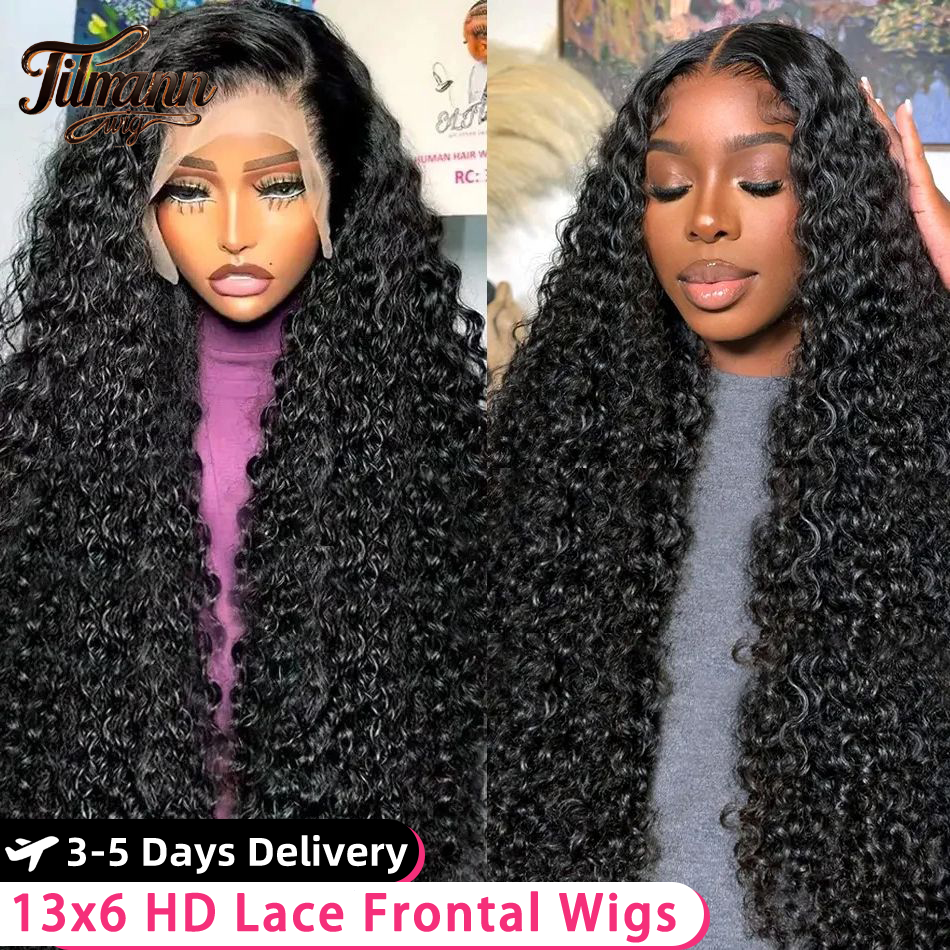 250 Density Deep Wave Wig Human Hair Brazilian Transparent 13x6 Hd Lace Frontal Wig 30 36 40 Inch 360 Full Curly Wigs For Women