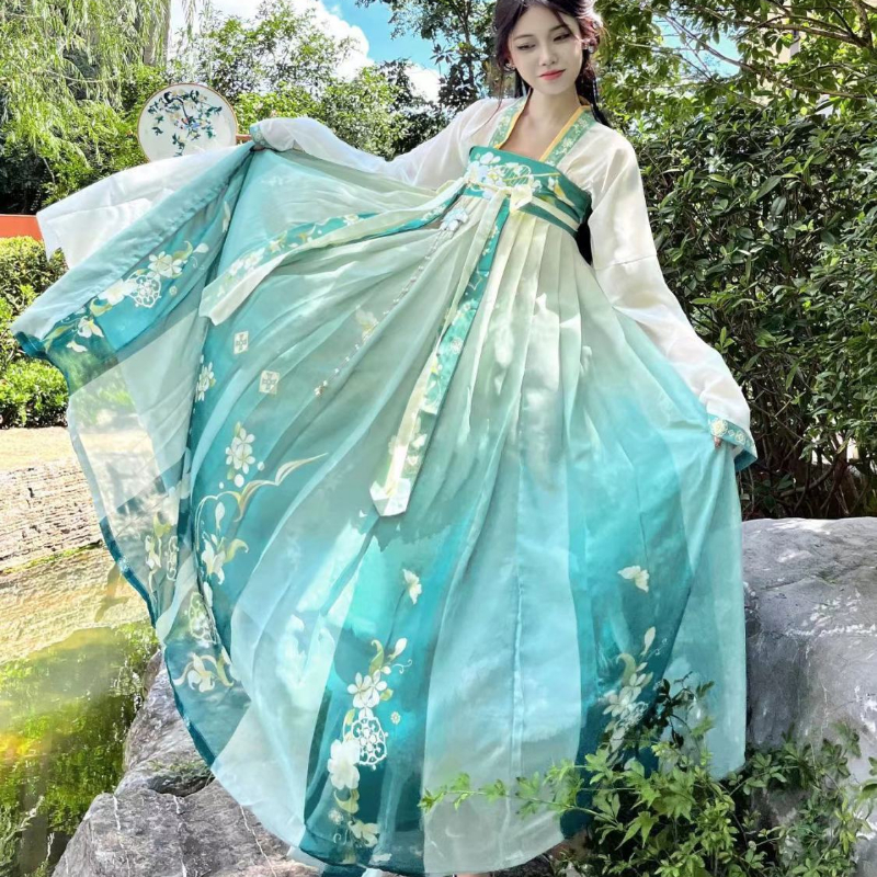 Ensemble de robe Hanfu de style chinois pour femmes, costume de cosplay, nickel é, robe traditionnelle de la dynastie Tang, robes de danse princesse vintage