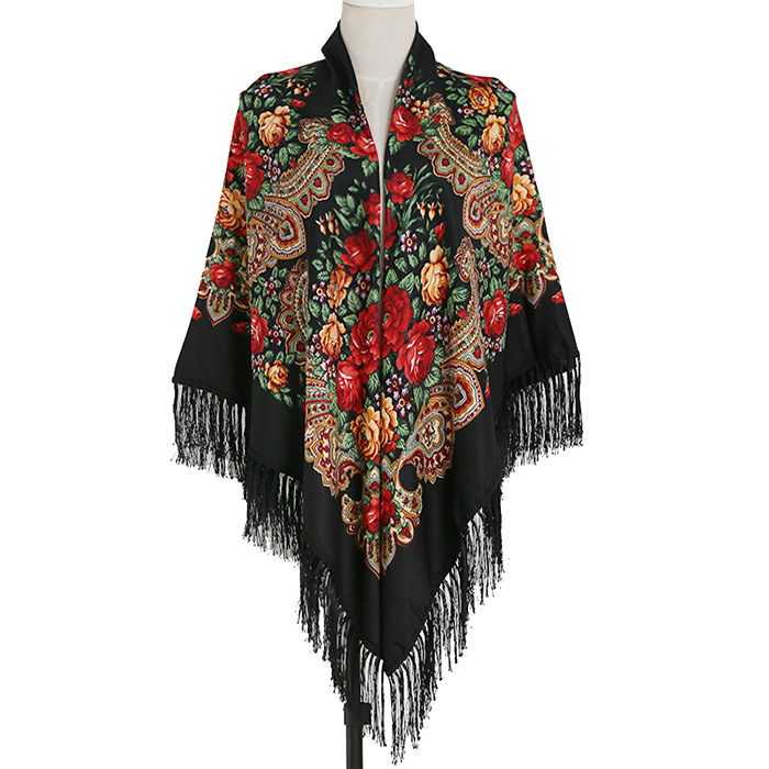 Xale Tassel Oversize Estilo Russo para Mulheres, Cachecol, Envoltórios, Xale Mexicano, 160x160cm