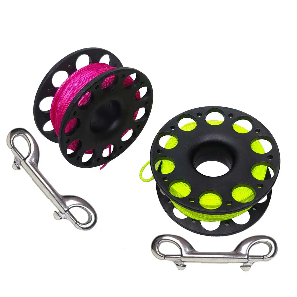 Bobina per immersioni subacquee Bobina per dito Grotta Wreck Attrezzatura di sicurezza per immersione Accessori per ganci SMB con gancio a doppia estremità