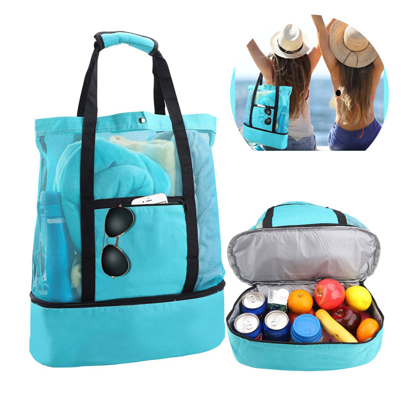 Wärme Erhaltung Picknick Strand Tasche Frauen Mesh Transparent Doppel-schicht Schwimmen Lagerung Hohe Kapazität Einkaufen Wasserdichte Taschen Tote