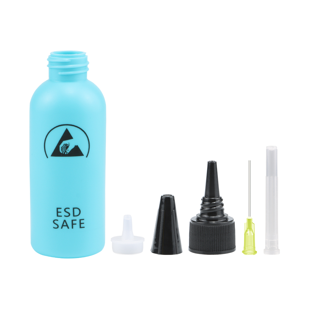 60ml Plastic Liquid Alcohol Bottle Rosin Solvent Anti-static Adhesive Bottle with Dispensing Needle for Glue DIY Repair Tool