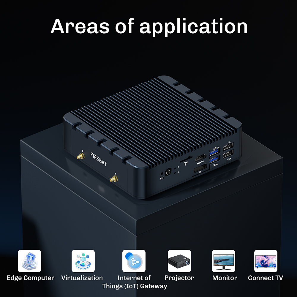 FIREBAT Mini PC R1 (процессор Intel N100, ОЗУ 8 ГБ, SSD 256 ГБ, графика Intel UHD, Windows 11 Pro), черный