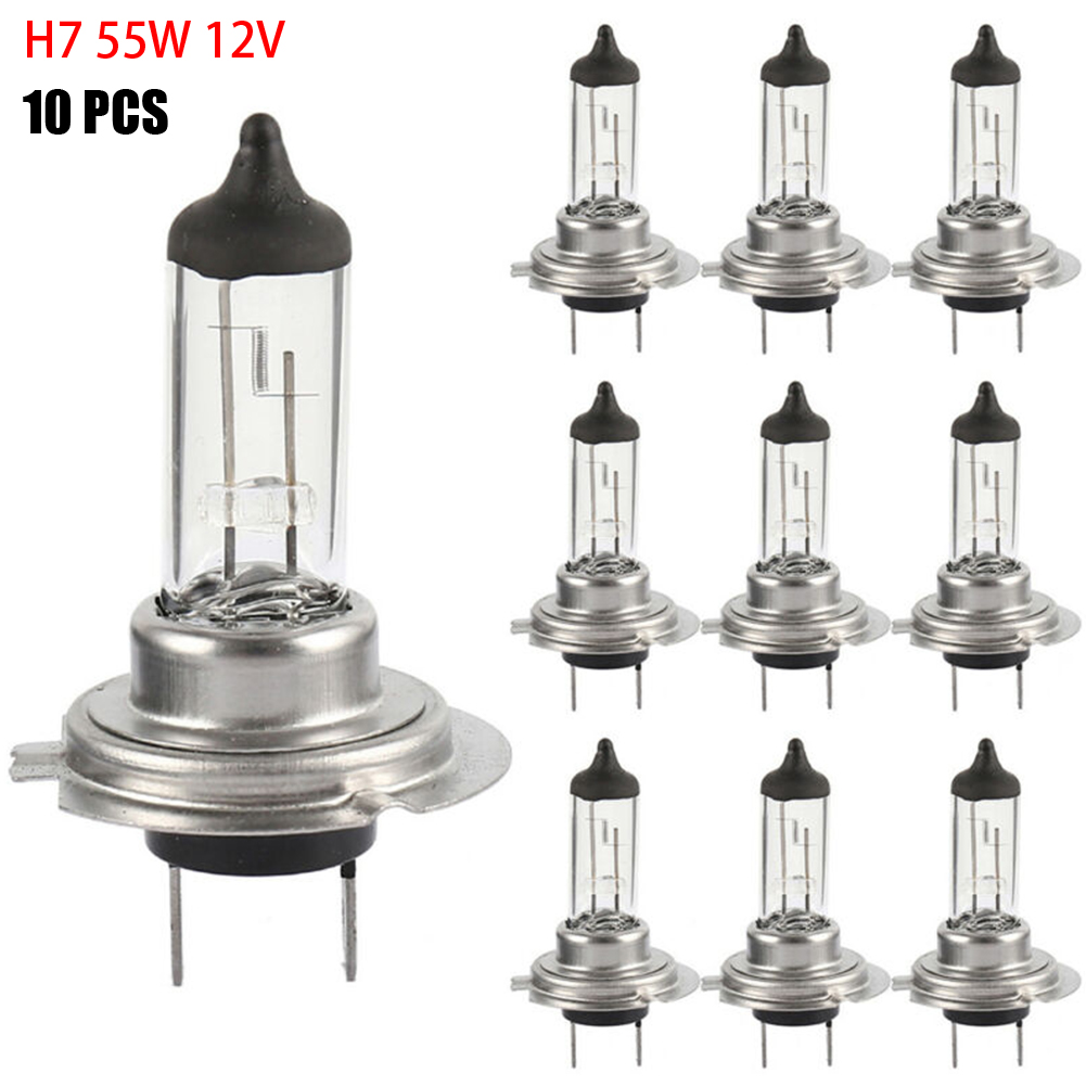 10PCS หลอดไฟหน้าหลอดฮาโลเจน Super WARM White Light H7 55W 12V ไฟหน้าหลอดไฟฮาโลเจนไฟหน้ารถเปลี่ยนหลอดไฟ