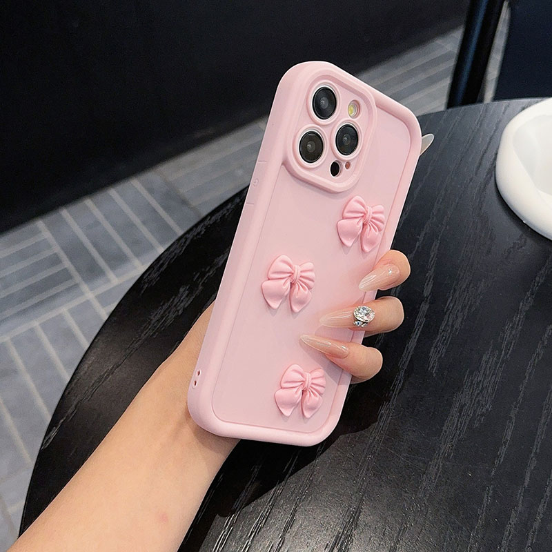 Funda de teléfono suave de silicona con forma de mariposa rosa 3D para iPhone 16 15 14 13 12 11 Pro Max XS XR X 7 8 Plus SE cubierta de caramelo a prueba de golpes
