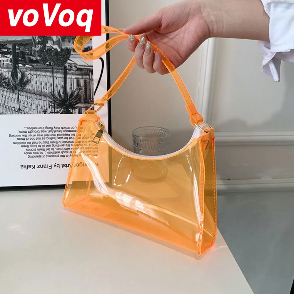 Neue trendige Unterarmtasche im koreanischen Stil, transparente Umhängetasche, modische und einfache Damen-Gelee-Strandurlaubstasche