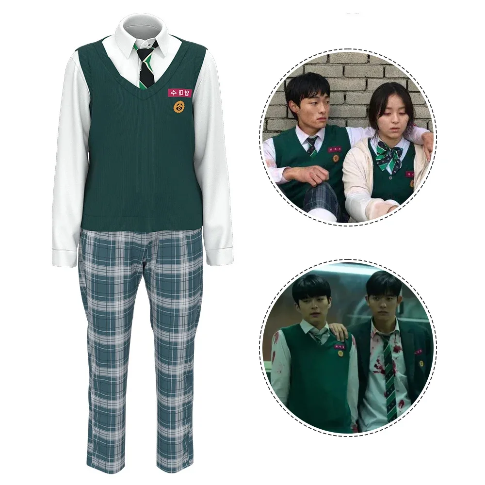 2022 Tất Cả Chúng Ta Đã Chết Cosplay 지금 우리 학교는 Áo Len Nam Khóa Kéo Lên Đồng Nhất Áo Khoác Áo Khoác Quần In Hình quần Jogger Quần
