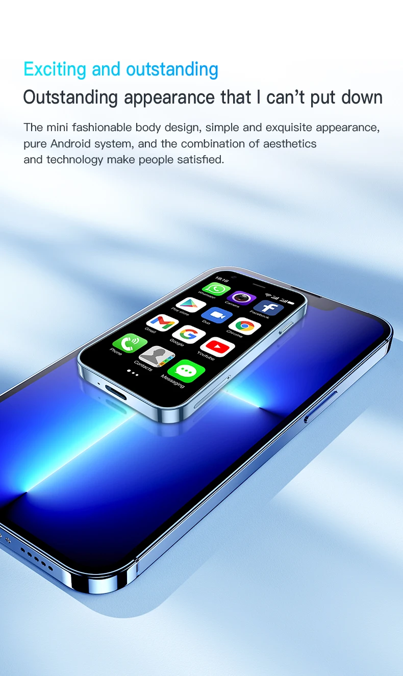 สมาร์ทโฟน SOYES XS15 สีน้ำเงิน รุ่นมินิ ระบบปฏิบัติการ Android 8.1 หน้าจอ 3.0 นิ้ว หน่วยความจำ 2/16 รองรับซิมคู่แบบ Dual Standby รองรับ Play Store