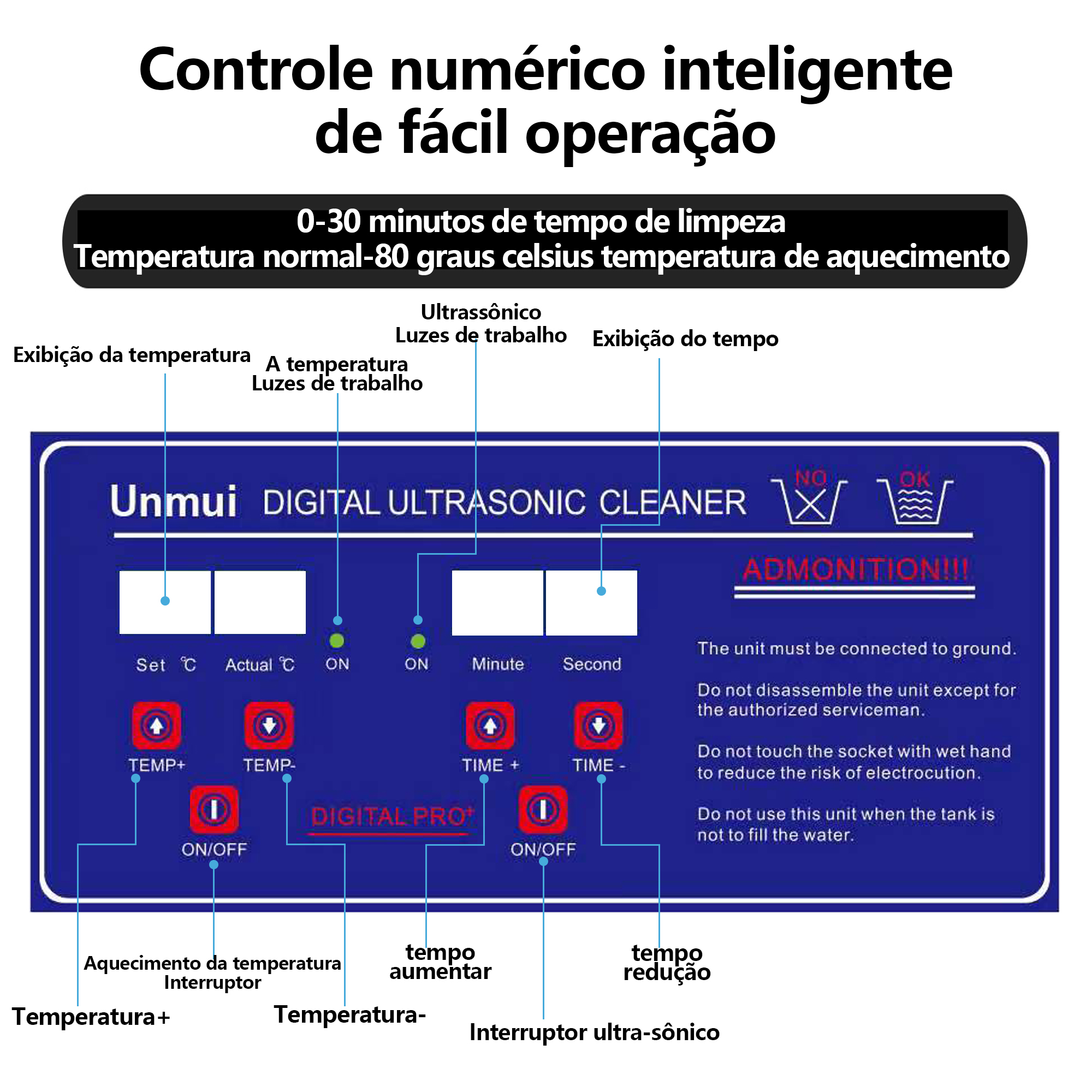 Unmui-2/3/6/10/15/22/30 Litros Limpador Ultrassonico Digital Com Aquecimento, 220v 40khz Alta Frequência Cuba Ultrassônica,Aço inoxidável Ultrassom Limpeza