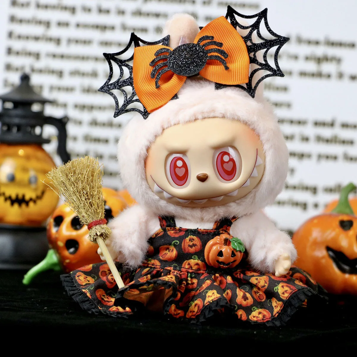 [Bez Lalki] Ubranka dla Pluszaków Halloween Dyniowe Stroje dla Labubu Ręcznie Robione Sukienki Dyniowe Akcesoria dla Lalek