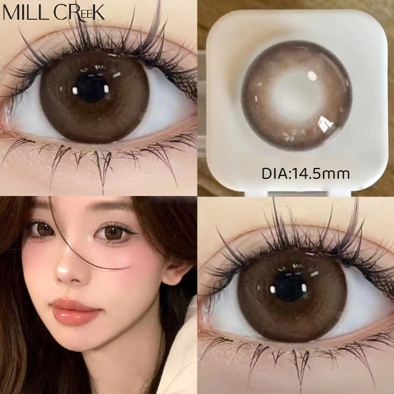MILL CREEK 1Pair Natural Contact Lenses Brown Lens Large Diameter Korean Lenses Colored with Graduated Contact Lens Beauty Pupil