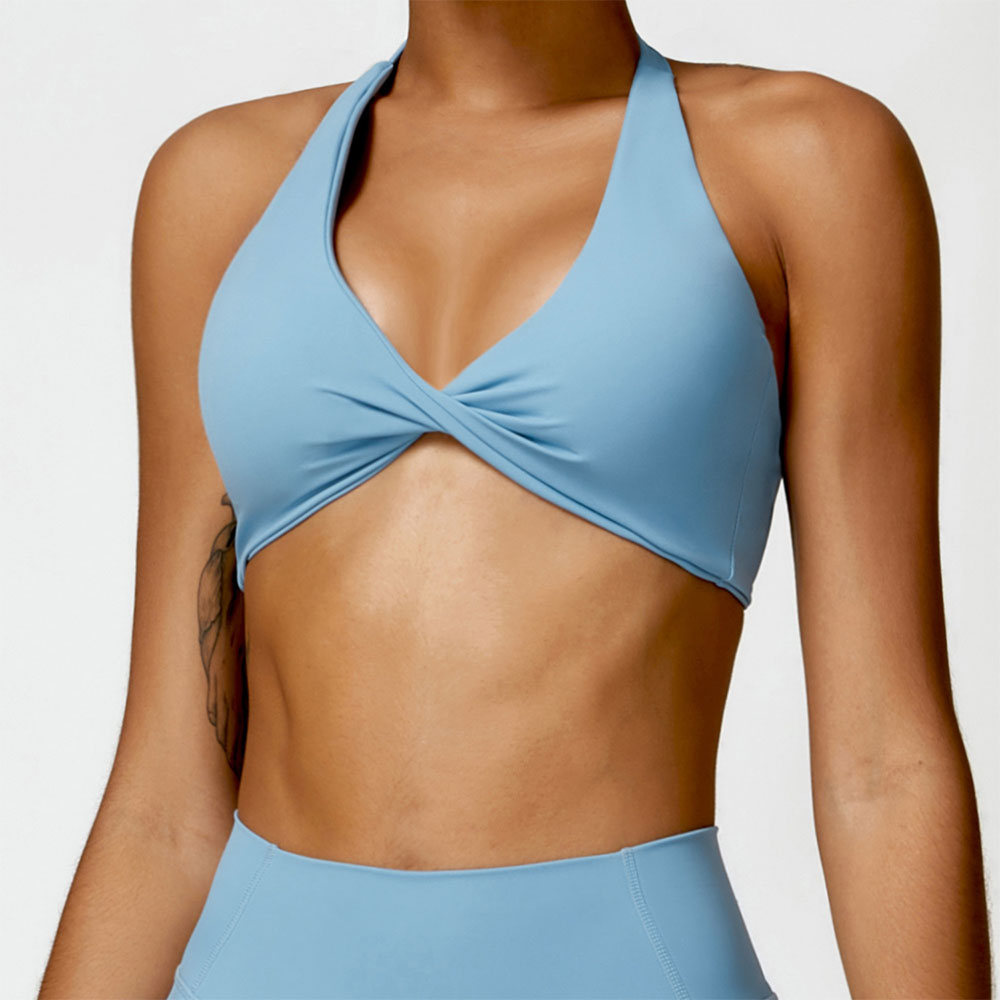 Sujetador deportivo con cuello Halter para mujer, parte de atrás bonita, Top Sexy, Push Up, sujetador de Fitness, Yoga, gimnasio, entrenamiento, Top deportivo, sujetador transpirable