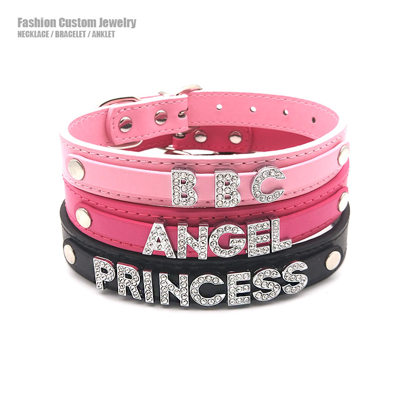 เซ็กซี่ Rhinestone ตัวอักษร Choker COLLAR ที่กําหนดเองสร้อยคอเครื่องประดับผู้ชายผู้หญิง DIY CUSTOM ชื่อคอสเพลย์ปาร์ตี้ Chocker