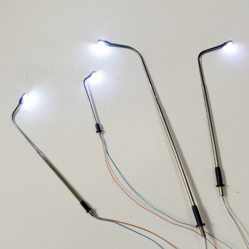 8/50Pcs 3V Model street light 1/64 Ho TT Z Scale Cold White LED Simulated Highway Decor 4-12.5cm Model Light Railroad Layout