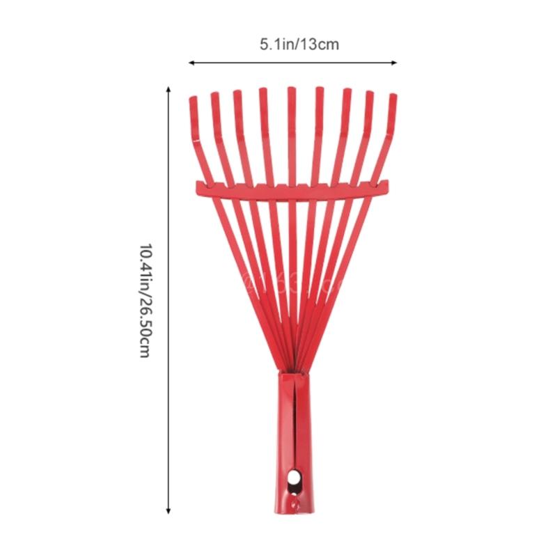 Carbon Steel Grass Rake Hand Rake Wire Broom Nine Tooth for Leaf Cleaning Garden Tool for Garden Maintenance Plant Care