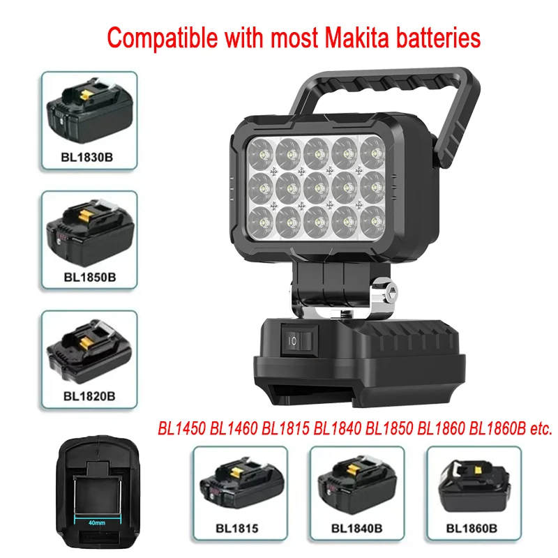 15 Beads LED Working Light for Makita 18V Li-ion Battery LED Working Lamp Light Flashlight Torch Spotlight Emergency Tool Light