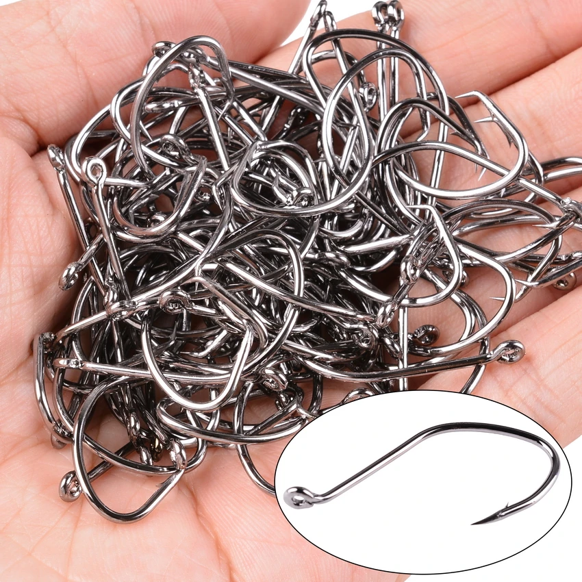 10 Cái/hộp Thép Gai Cá Da Trơn Móc Câu Cá Thép Carbon Cao Cấp Cá Da Trơn Móc 6/0 -10 Fishhook V Sắc Nét Vòng Tròn Móc Câu Cá giải Quyết Hộp