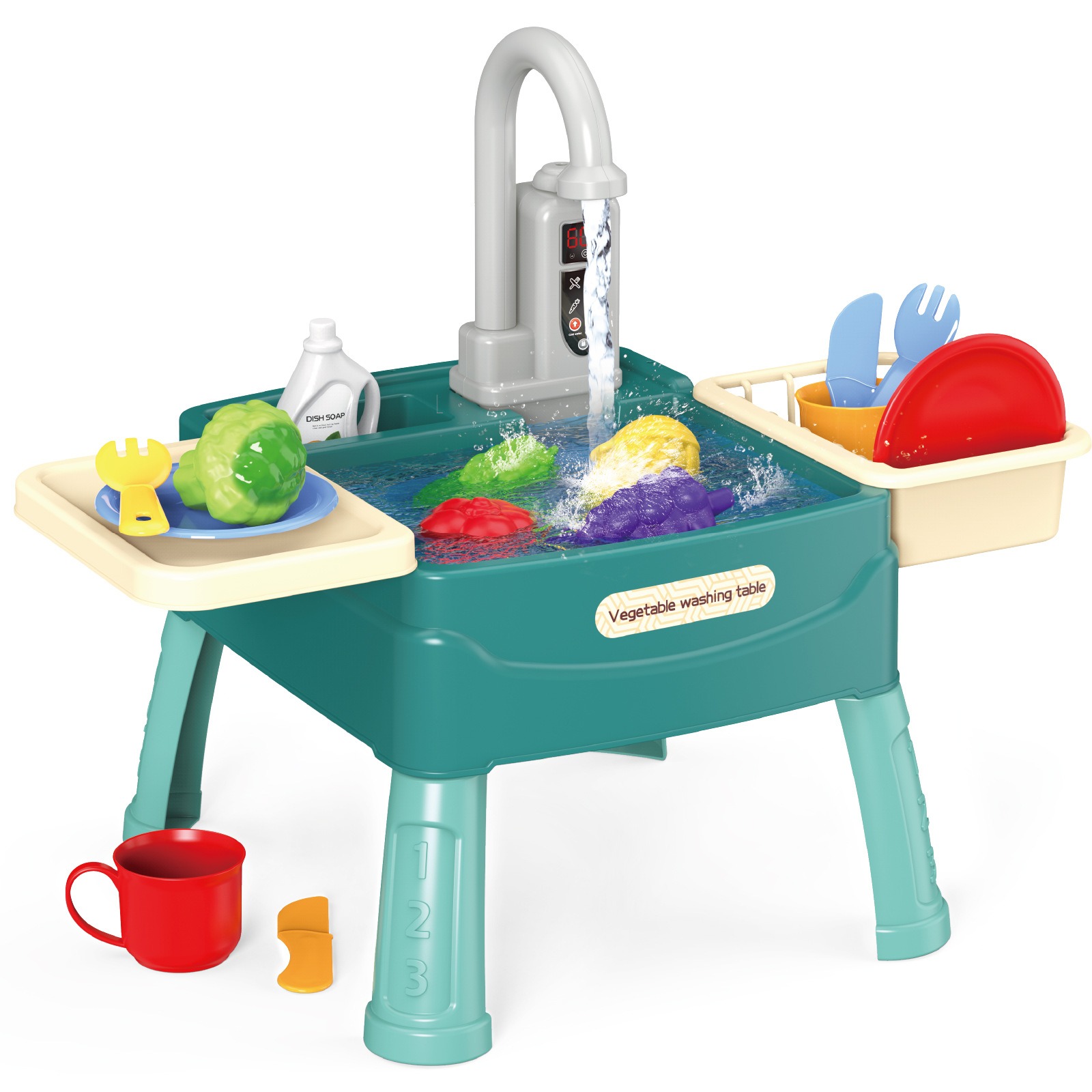 Jouets de lavage de légumes pour enfants, jeu à la maison, éducation précoce, simulation de cuisine, table à vaisselle électrique, sortie d'eau