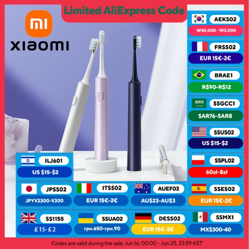 Электрическая зубная щетка XIAOMI MIJIA T302 Sonic — 31,000 об/мин, аккумулятор 150 дней, насадка для щетки DuPont без меди, водонепроницаемость IPX8, 4 режима