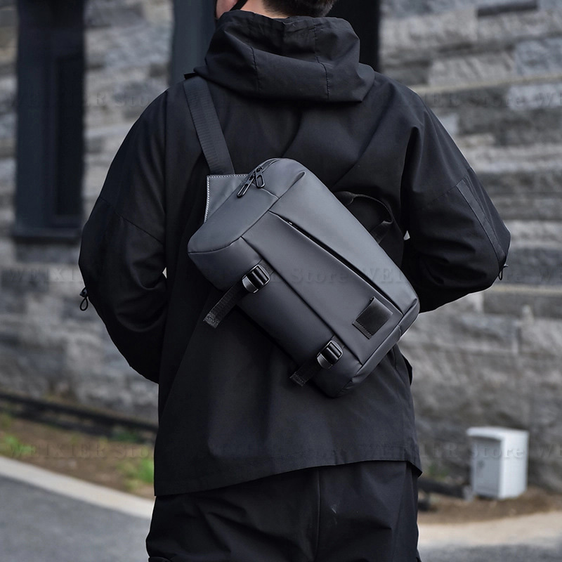 Weixier-男性用PUファブリッククロスボディバッグ、ハイエンド、すべてのマッチ、1つのショルダーバッグ、カジュアルブランド、大容量、ハイエンドシティ、13インチ