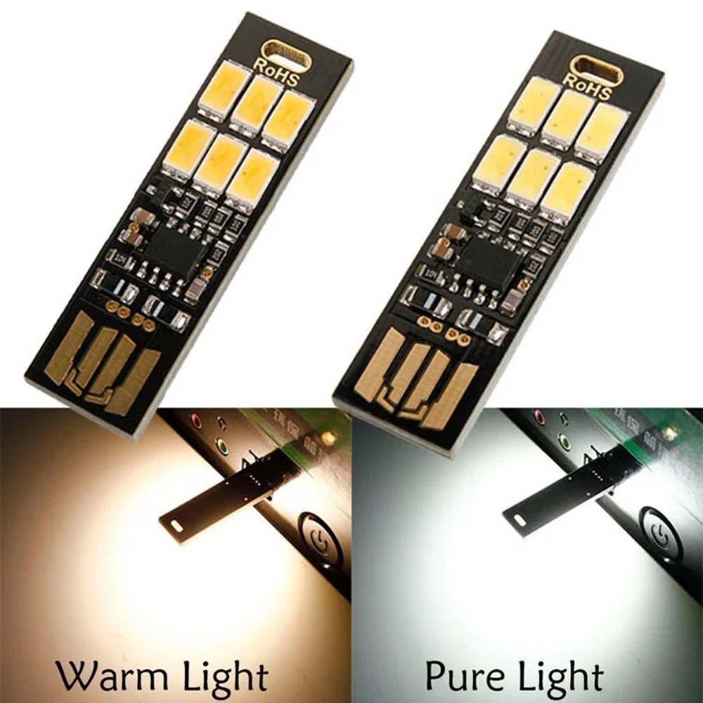 Mini Pocket Keychain Reading Night Lamp Dimmable SMD5730 USB Book Light Touch Control 6 leds Light For Laptop PC Power Bank